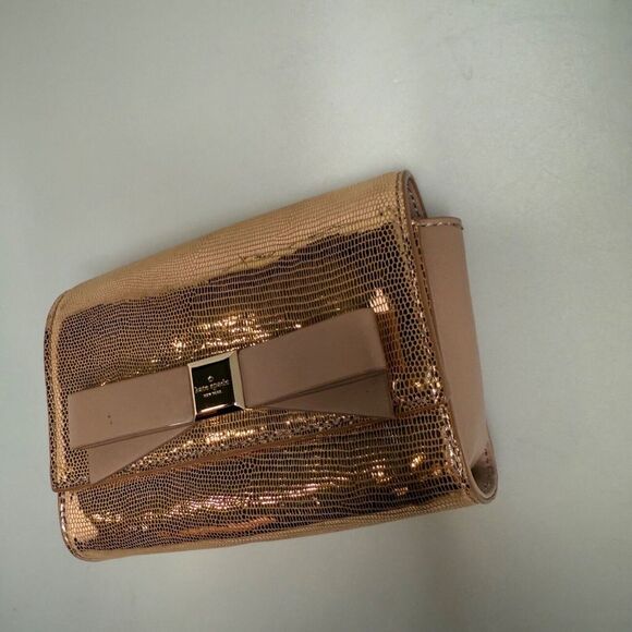 Kate Spade Gold Leather Montford Park Exotic w/Bow Crossbody Handbag $195 -NWD - Picture 4 of 16